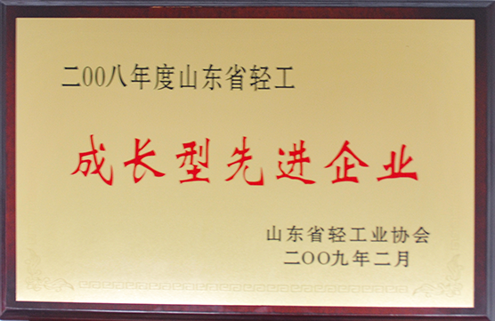 山東省輕工業(yè)成長型先進(jìn)企業(yè)